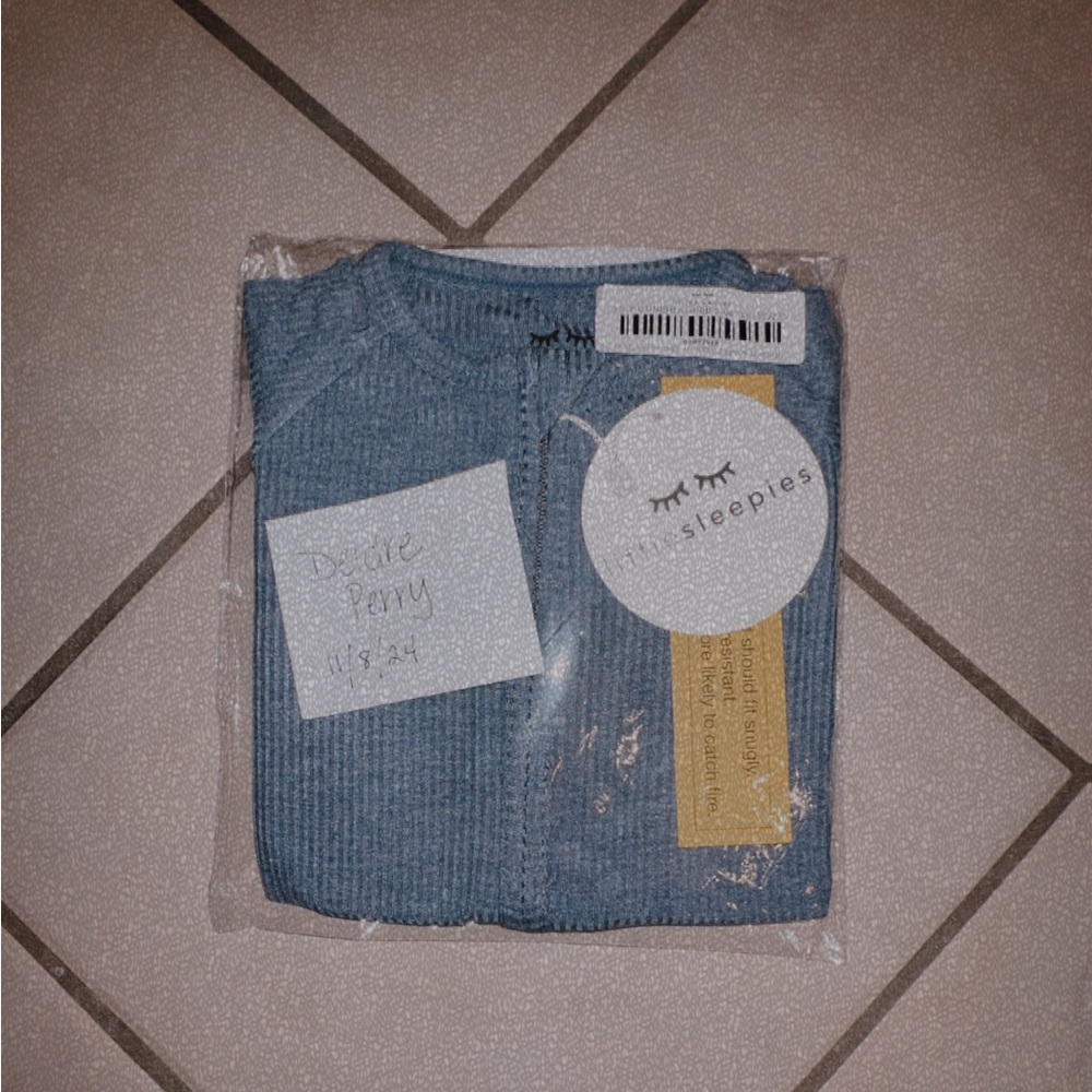 LS Dusty Indigo Heather Ribbed Zippy 6-12m